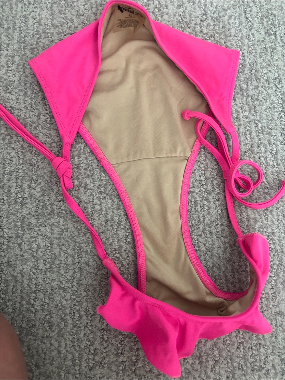 Express Hot Pink Ruffle Triangle Bikini Set - Picture 6 of 7